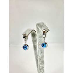 Gümüş Yuvarlak Nazar Boncuklu Küpe